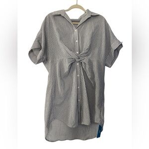 Cupshe Blue and White Striped Swim Cover Up